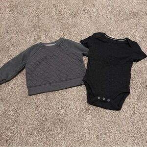 Gray and Black Kids Shirt & Bodysuit Set